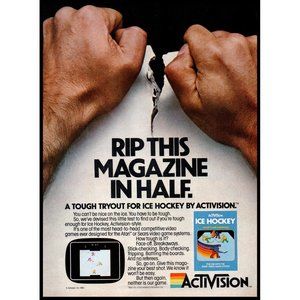 1982 Activision Ice Hockey Retro Video Game Vintage Print Ad Wall Art Gaming